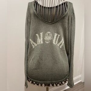 Army green AMOUR Skull Sweater